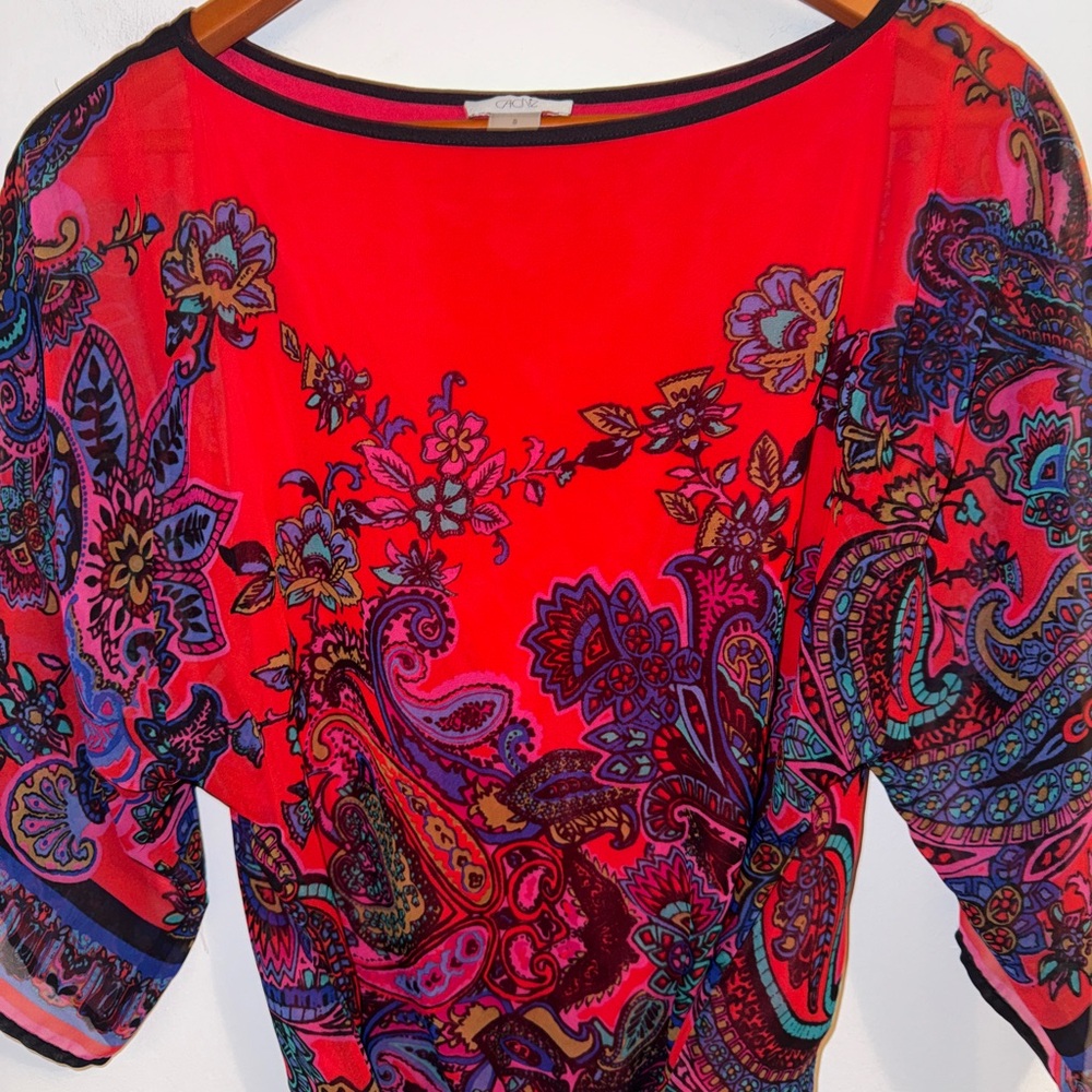 ✨ Cache Vibrant Paisley Tie-Back Blouse – Size Small ✨ - Picture 5 of 11